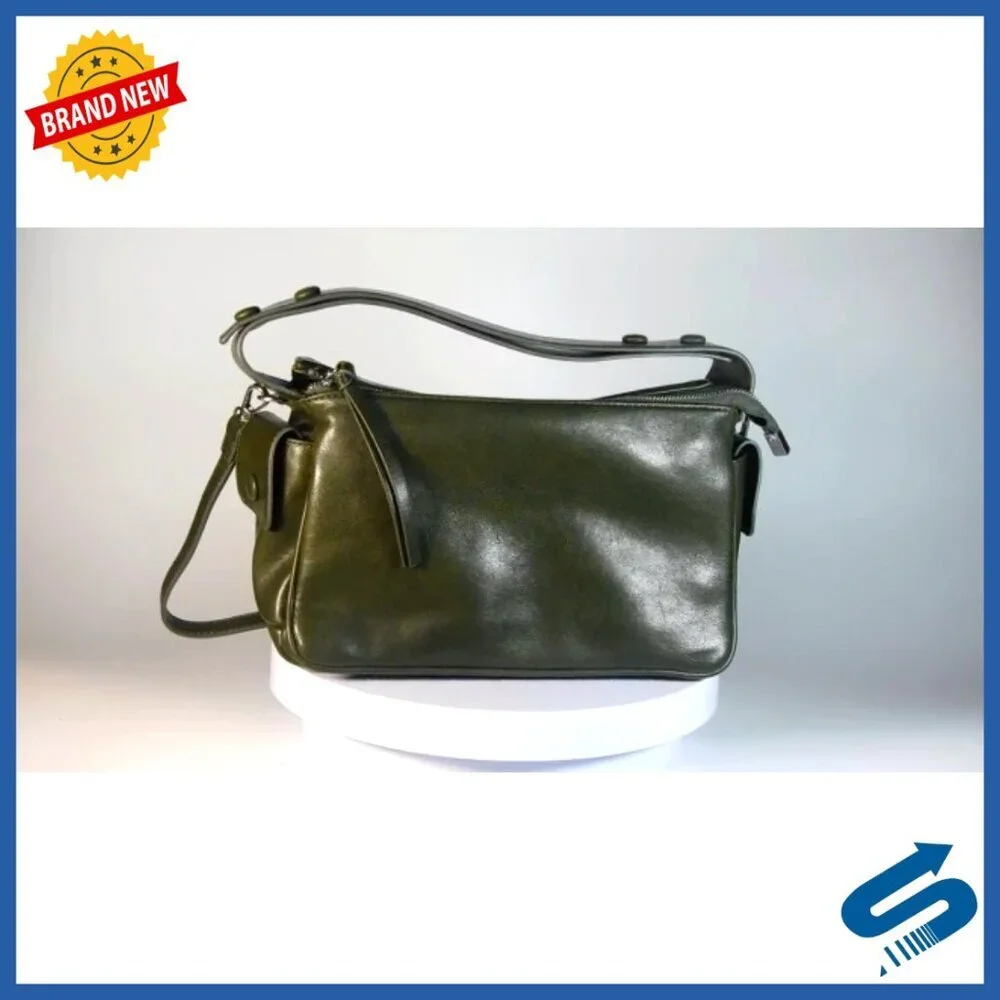 Faux Leather Satchel Handbag with Detachable Crossbody Strap